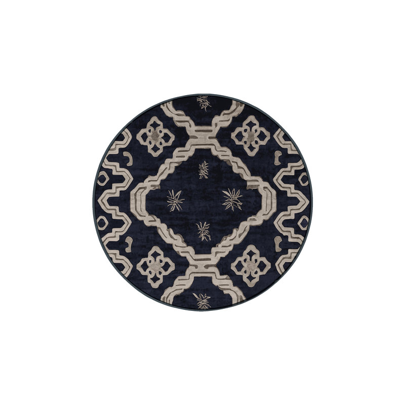 Machine Washable Gray Area Rug, Round 3'