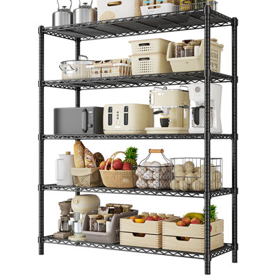 Height-Adjustable Garage Wire Shelving Unit For Kitchen, Laundry Room, Pantry, Warehouse, Basement