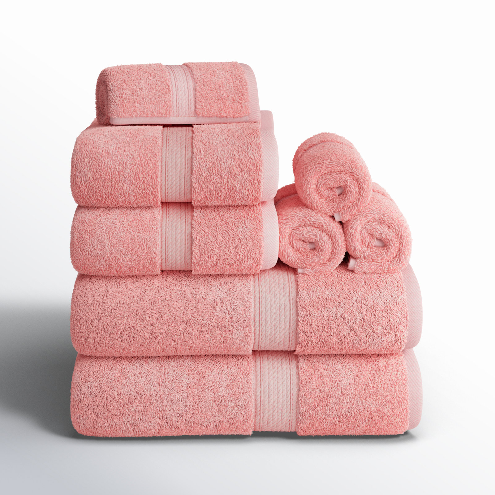 Renata 8-Piece Egyptian Cotton Towel Set, Tea Rose