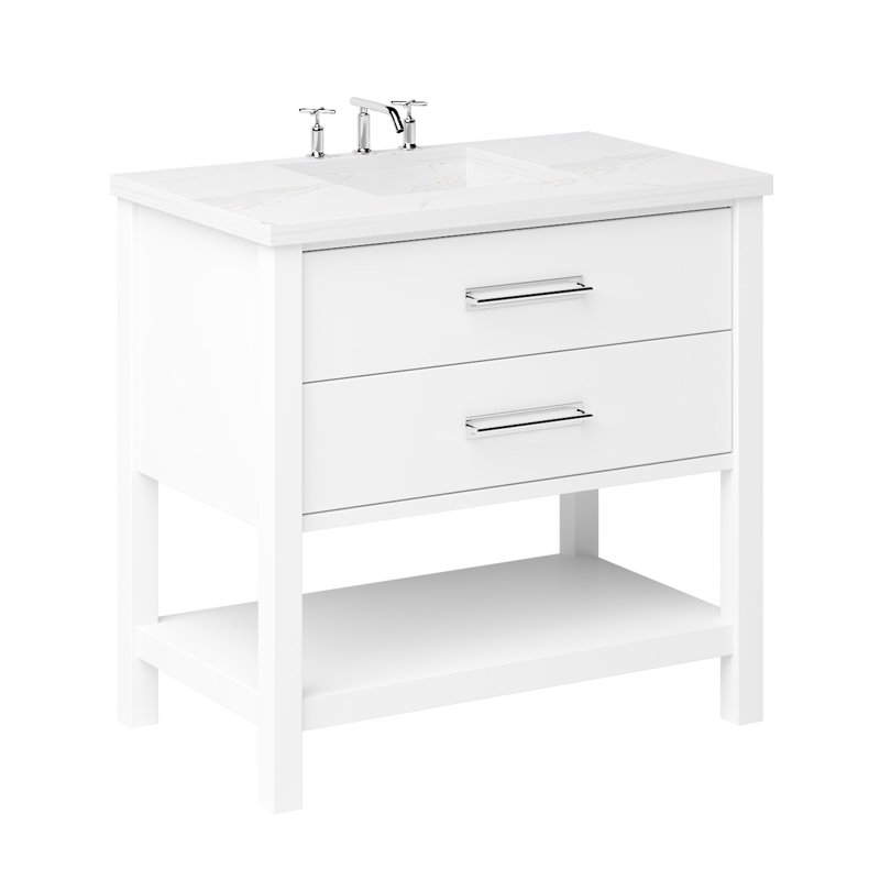 Kiawah Two-Drawer Single Bath Vanity, Pure White, 42", Polished Chrome