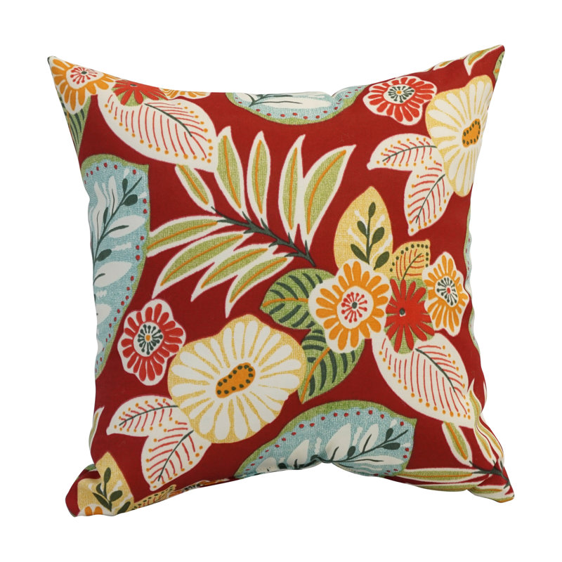 Marlow Beachside Red and Green Floral Outdoor Throw Pillows Set