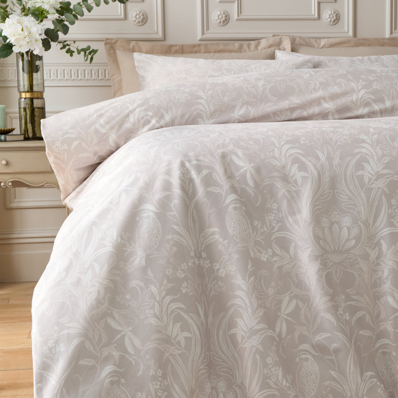 Regal Birds Polyester Floral Duvet Cover Set with Pillowcases, King Duvet Cover + 2 Standard Pillowcases