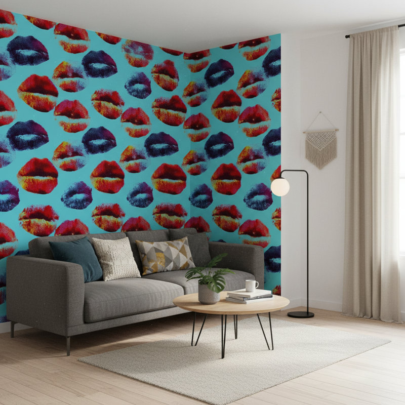 Papier peint lèvres, décoration murale moderne et vibrante