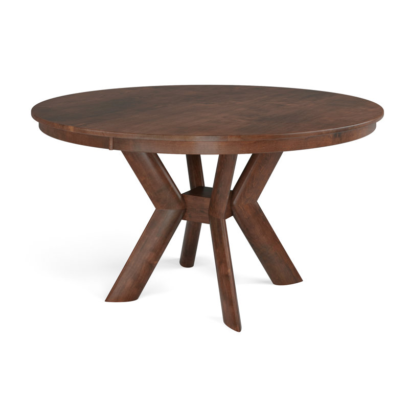 Gysbert Maple Round Solid Wood Dining Table, Java, 60" W x 60" L