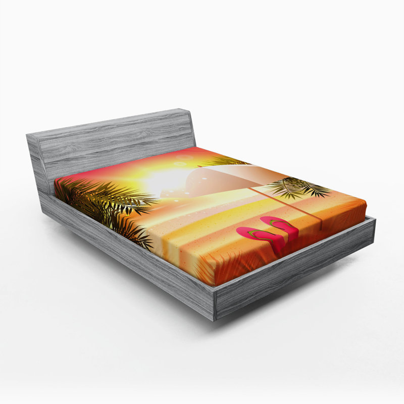 Drap-housse coucher de soleil à la plage, Drap-housse de taille double