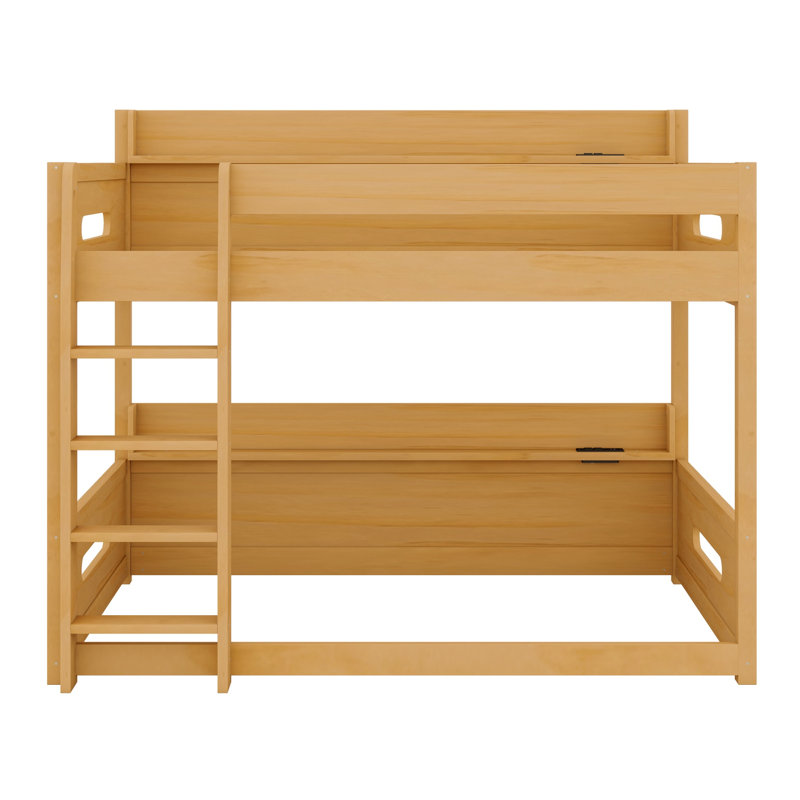Lit superposé peu encombrant avec tablettes de rangement et ports USB, Couleur du bois