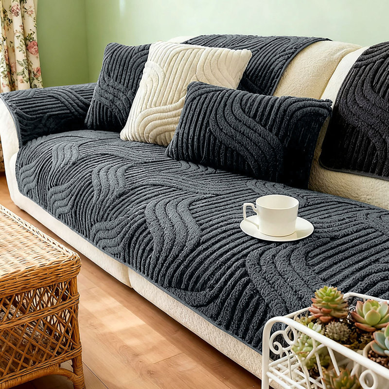 Sofa Slipcover, 90cm H x 160cm W x 90cm D, Dark Grey