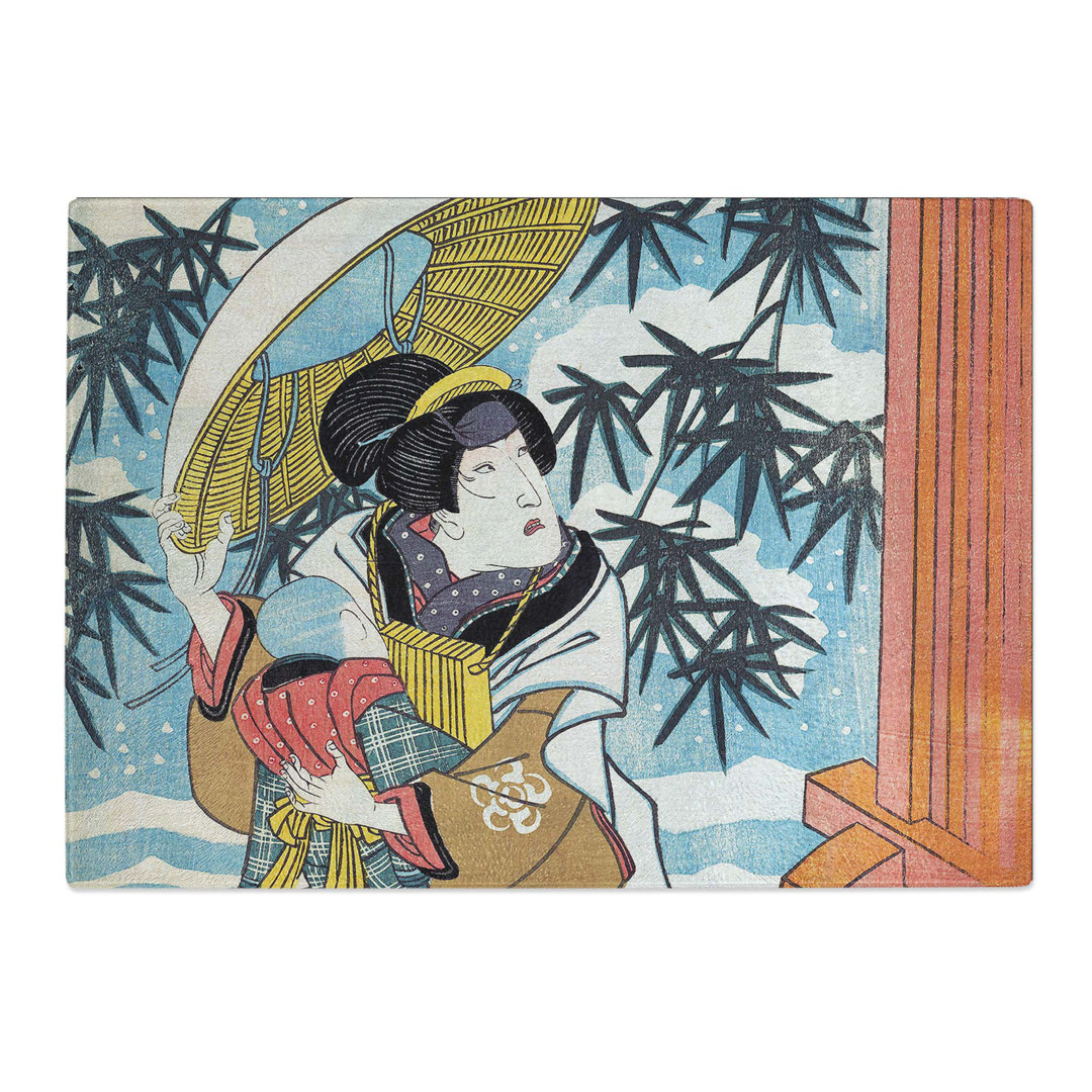 Tempered Glass Caught in the Snow by Utagawa Kunisada Chopping Board