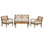Ensemble de conversation 4 pièces avec coussins, ensemble de conversation d'extérieur en bois d'acacia, naturel et beige
