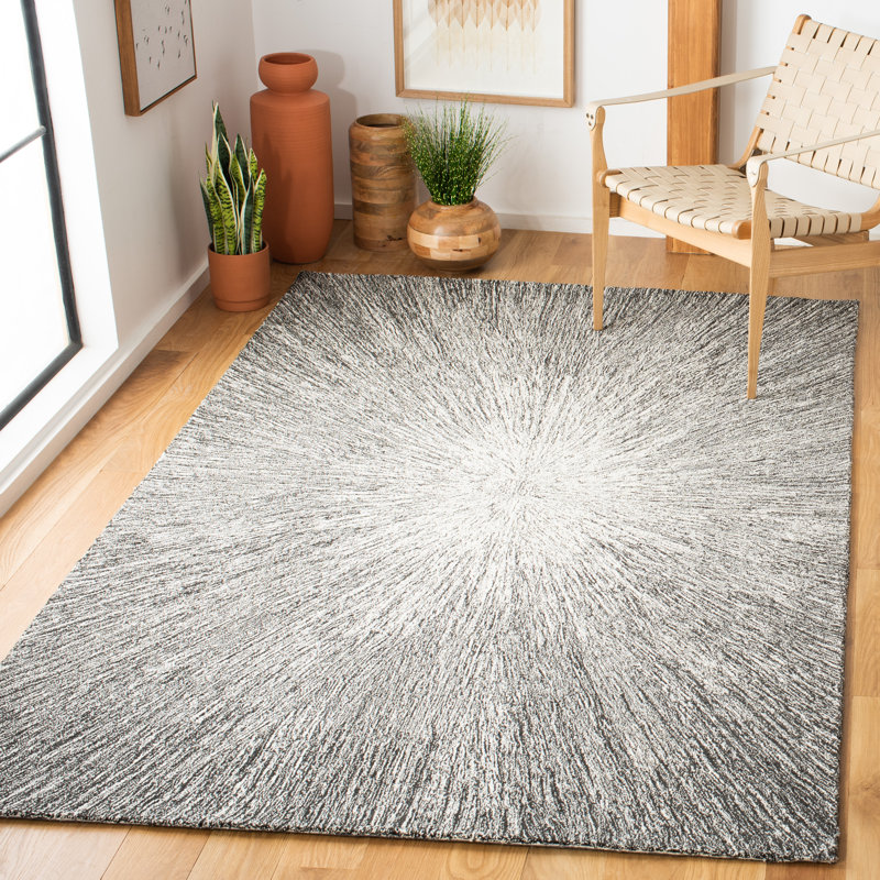 Charcoal and Grey Hand Tufted Wool 8' x 10' Rug