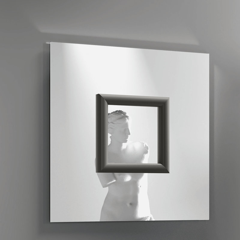 Belk Wall Mirror, Grey Silicium, 110 cm H x 110 cm W x 5 cm D