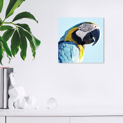 Reproduction d'art sur toile bleu tropical, "Ara"
