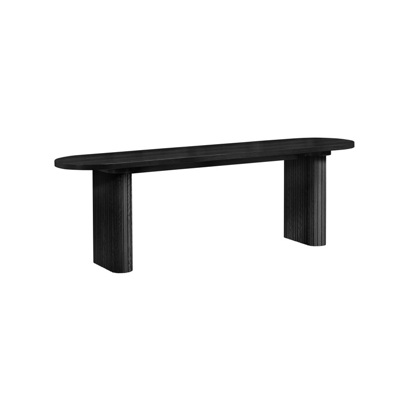 Axel Oval Fluted Dining Table With 2 Fabric Chairs 1 Bench, Gray/Black, Black, Black