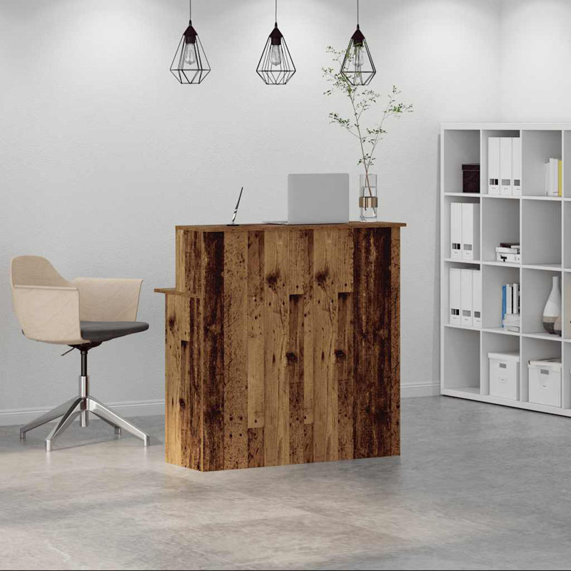 17 Stories Reception Desk Brown Oak 100X50x103.5 Cm Engineered Wood, Old Wood