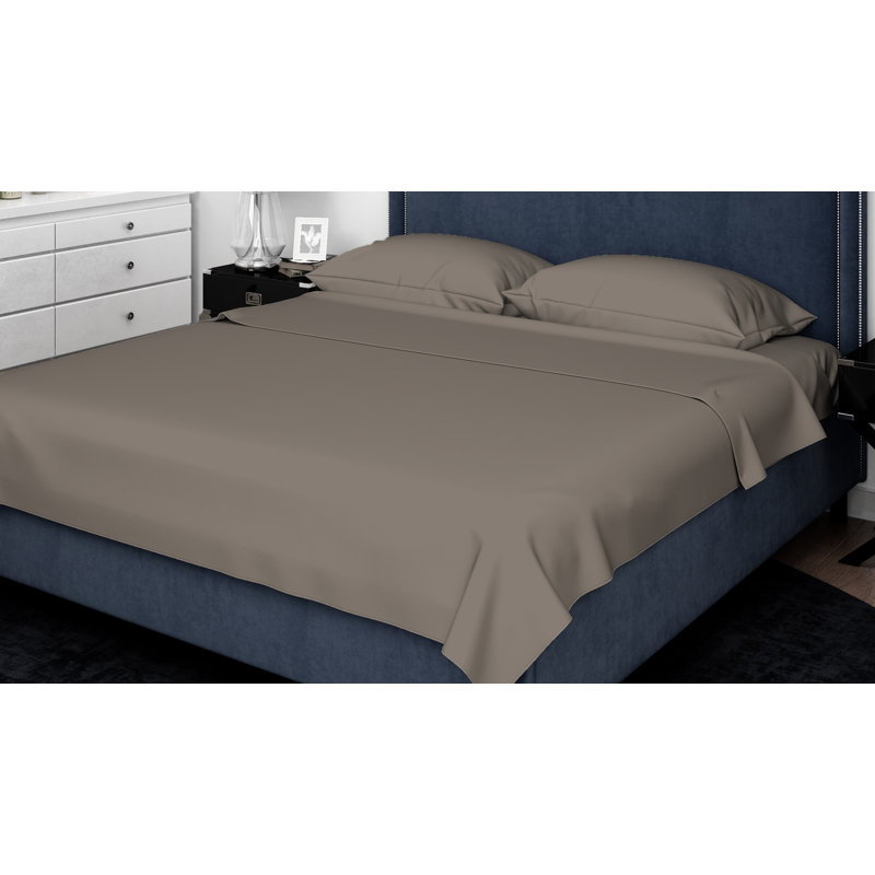 Ensemble de draps 100% satin de coton de qualité égyptienne avec poches profondes et finition soyeuse, Très grand, Taupe