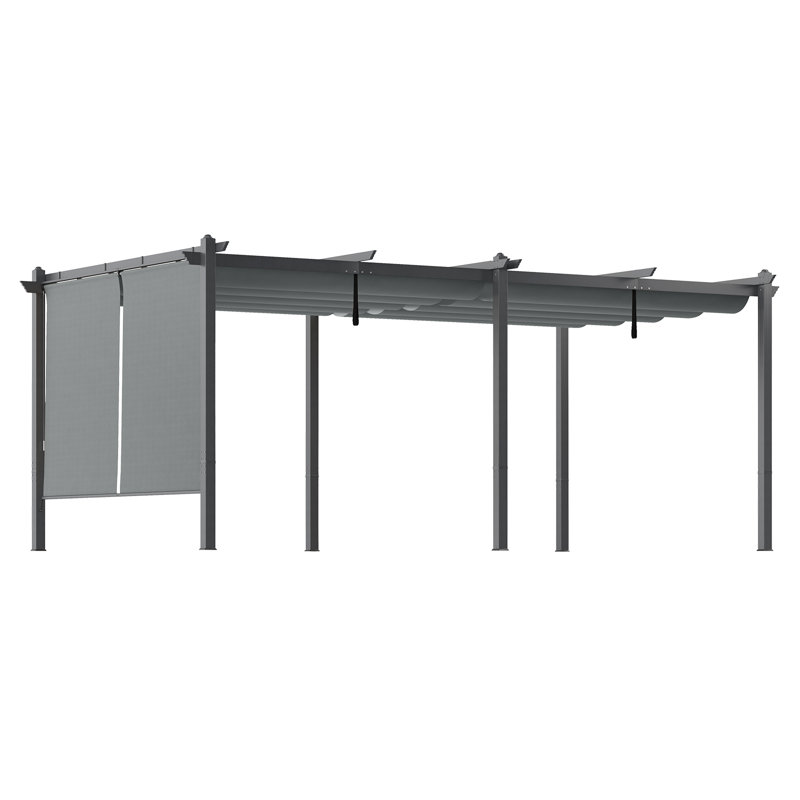 Pergola en aluminium avec auvent Aoodor, Gris, H 8,2 pi x l 20 pi x P 12 pi