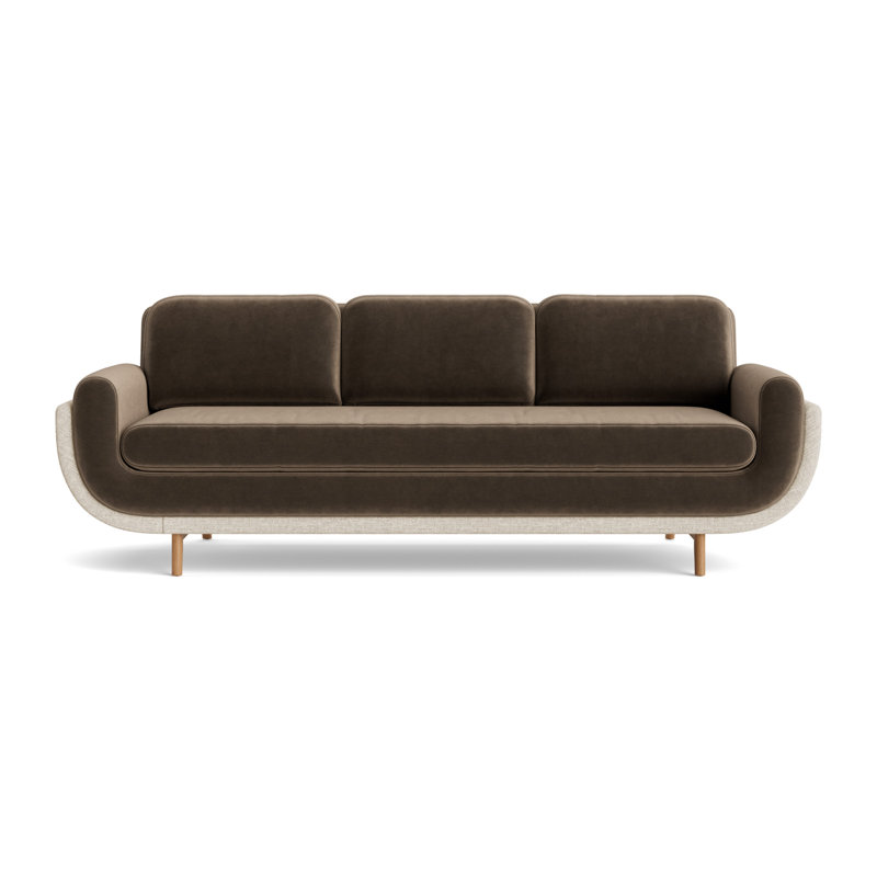 Regatta 90 Sofa, Performance Velvet-Otter/Textured Weave-Toffee, Natural