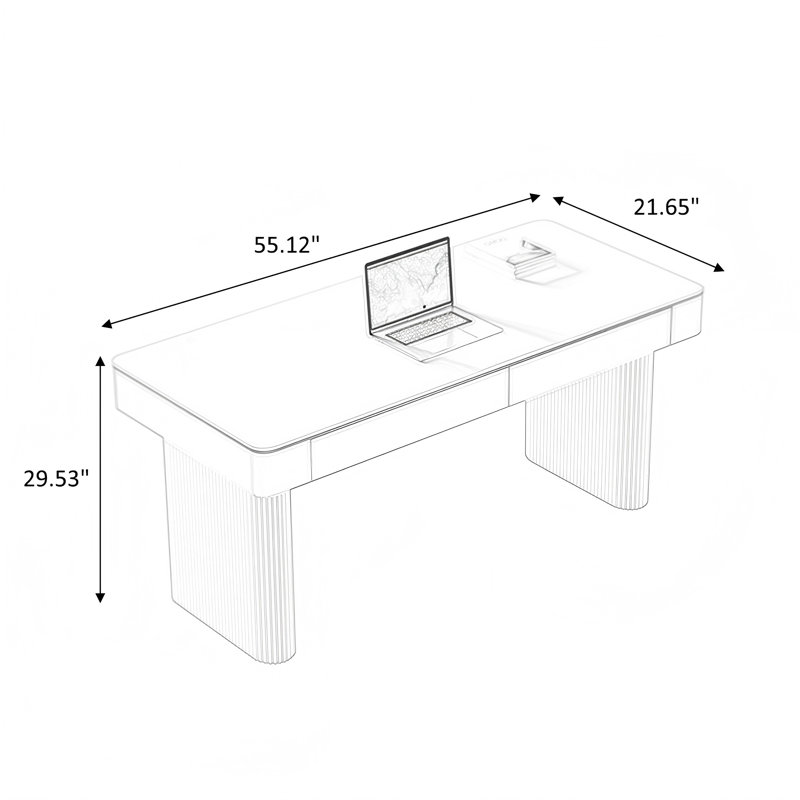 Rosten Iron Writing Desk, 29.53" H x 55.12" W x 21.65" D