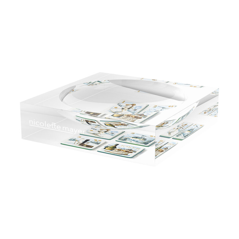 Mahjong Acrylic Decorative Tray, 6"W x 6"D x 2"H