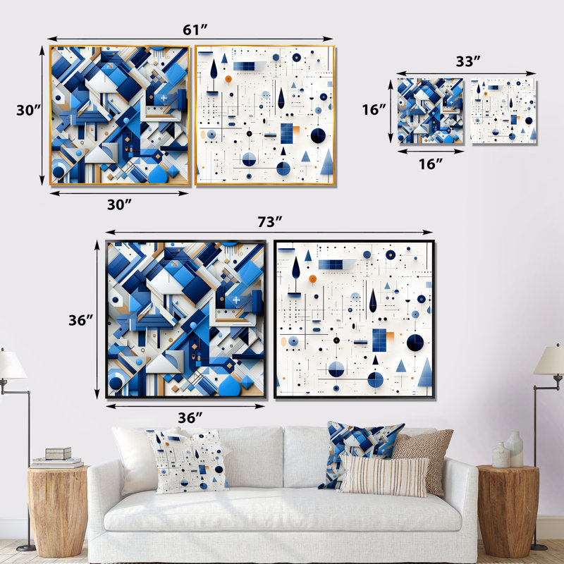 Ensemble de salon Cozma - Abstract Shapes, H 36 po x l 73 po x P 1,5 po, Toile tendue