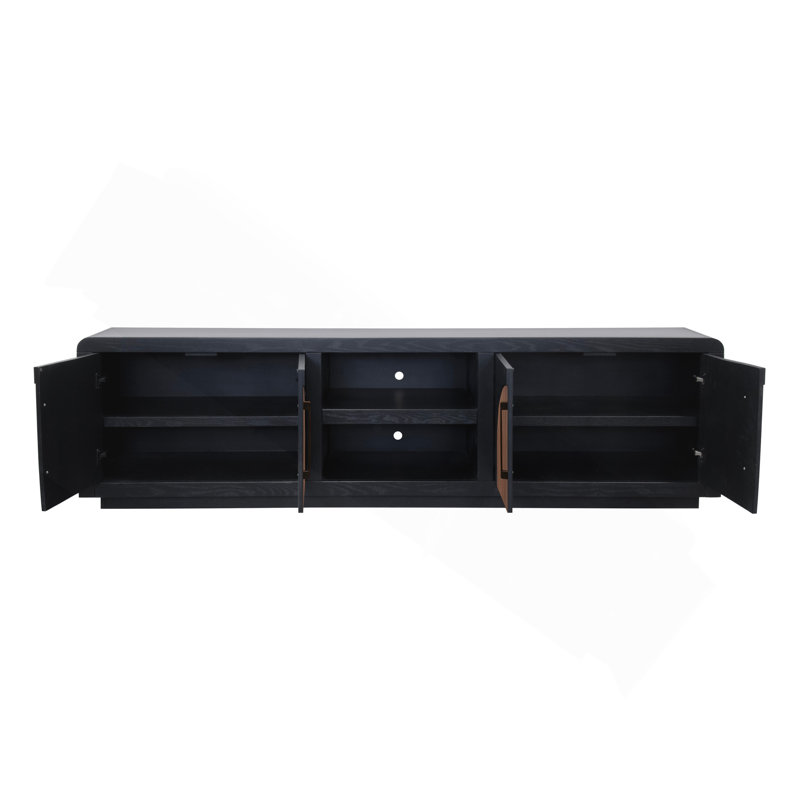 Console de meuble télé 92 pouces, pour téléviseur jusqu'à 100 pouces, sans assemblage requis, finition clou de girofle et noyer naturel