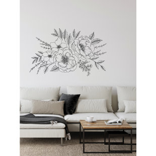Adhésif décoratif pivoines et roses
