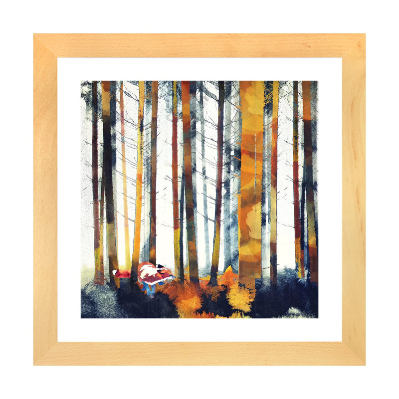 «Autumn Hunt», reproduction d'impression, 24" H x 24" W x 1" D, Beige Wood Framed Paper, Blanc