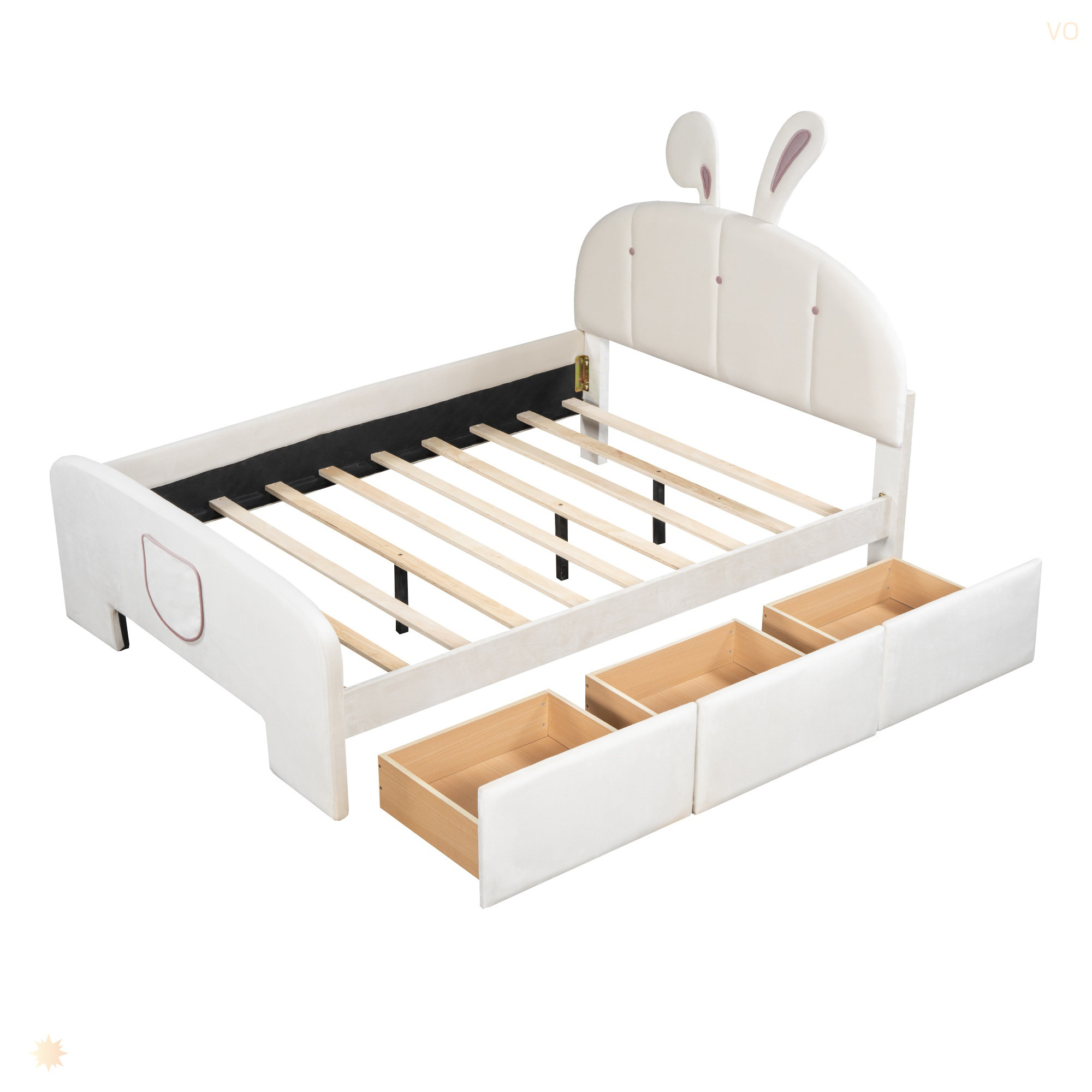 Dakota Rabbit Dakota Fields Full Size Velvet Platform Bed With Rabbit-Shaped ...