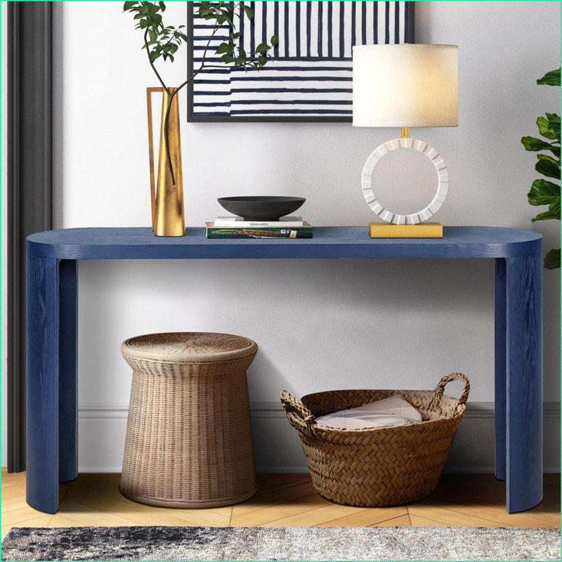 Table basse de 60 po bleu marine avec plateau épais Pieds courbés - Installation polyvalente pour le vestibule, le salon et Canapé