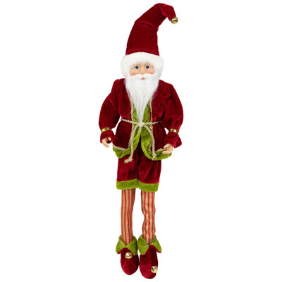 18" Red and Green Poseable Whimsical Christmas Elf Monarch Figure