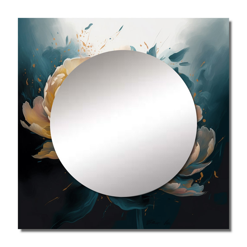 Meilir - Floral Peony Large Square Mirror Wall Decor For Bedroom, 29" x 29"