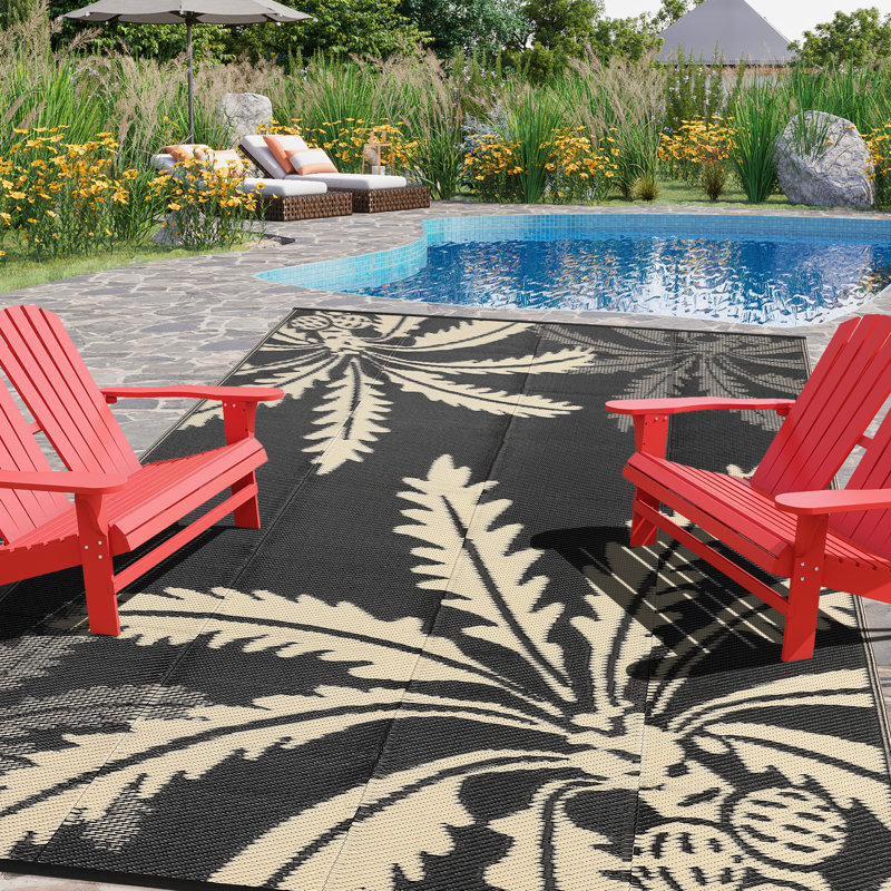 Waterproof Outdoor Rug for Patio, Reversible Modern Area Rug, Large Plastic Straw Mat for Camping, RV, Porch, Backyard, Deck, Picnic, Beach