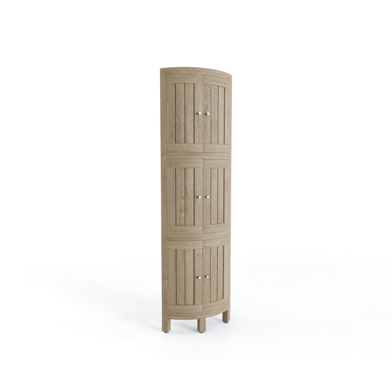 Kai Mist-Shield Four-Tier Corner Teak Bath Stand with Front-Facing Doors