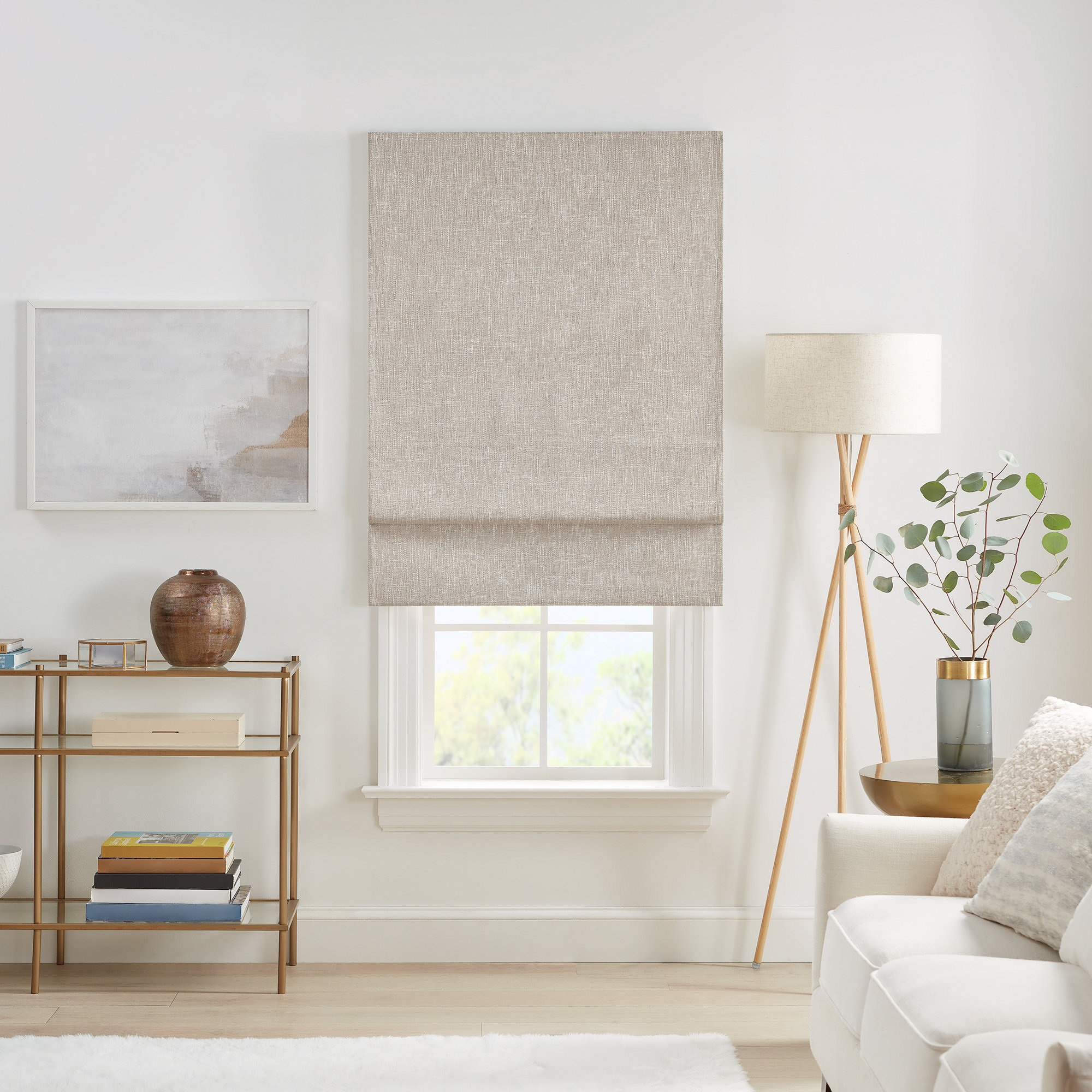 Eclipse Drew Blackout Roman Shade, Linen, 39"W x 64"L