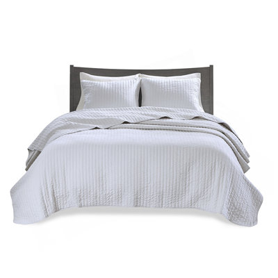 3 Piece Quilt Set White Full/Queen