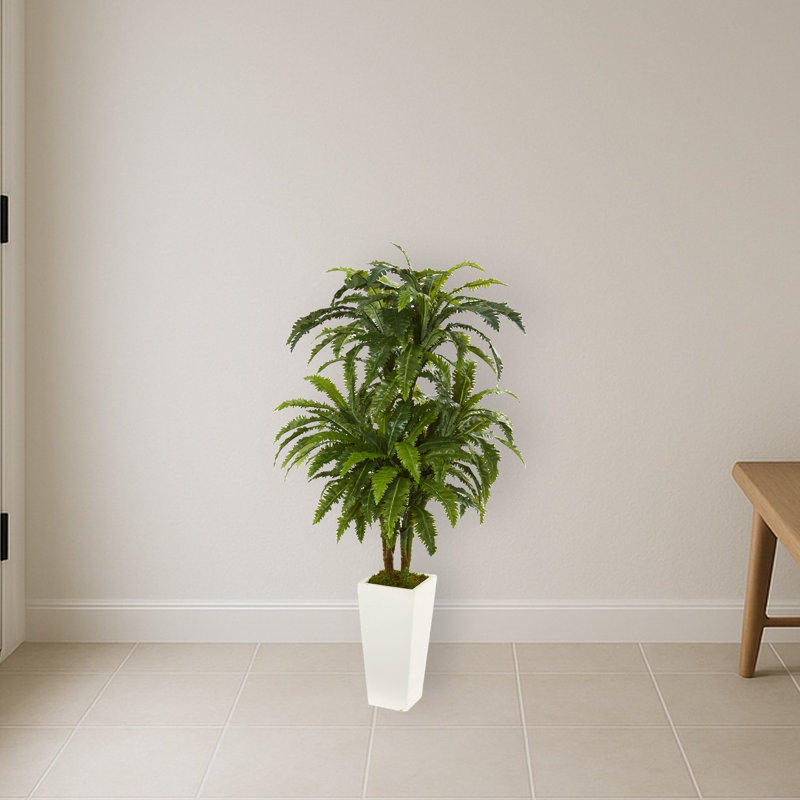 Marginatum Artificial Plant in White Tower Planter