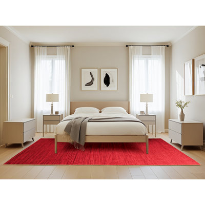 Tapis rouge uni lavable à la machine