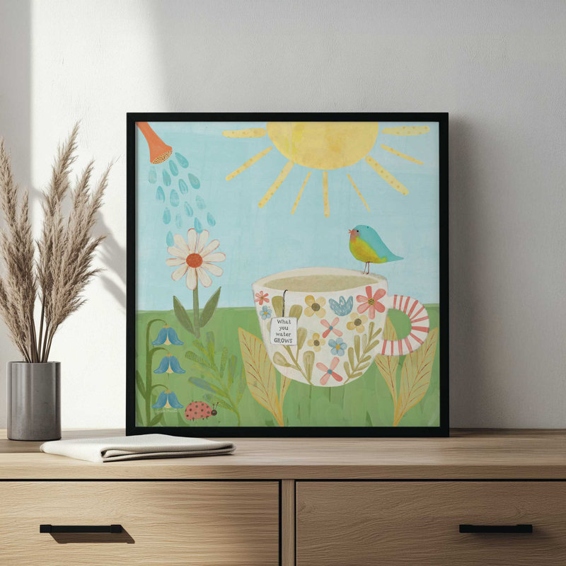 «Spring Tea» par Katie Doucette, reproduction d'art, L 20 po x H 20 po, Noir, Impression encadrée