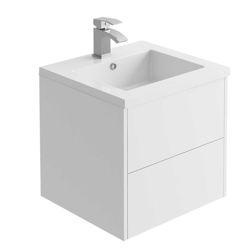 Benta 500mm Single Bathroom Vanity with Integrated Resin Basin, White