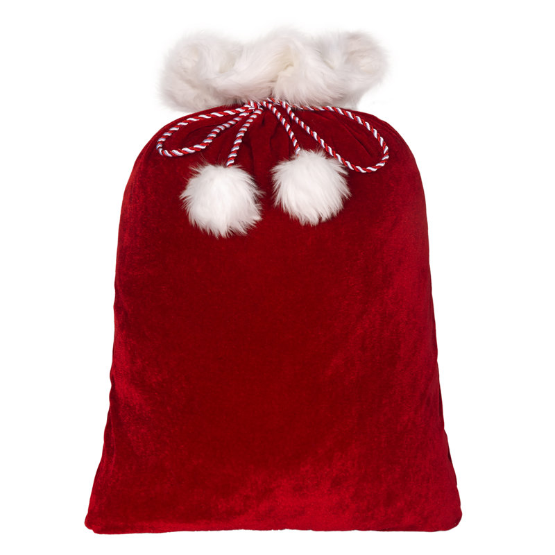 Sac de luxe pour père Noël avec manchette en fourrure, H 28 po x l 29 po x P 1,18 po