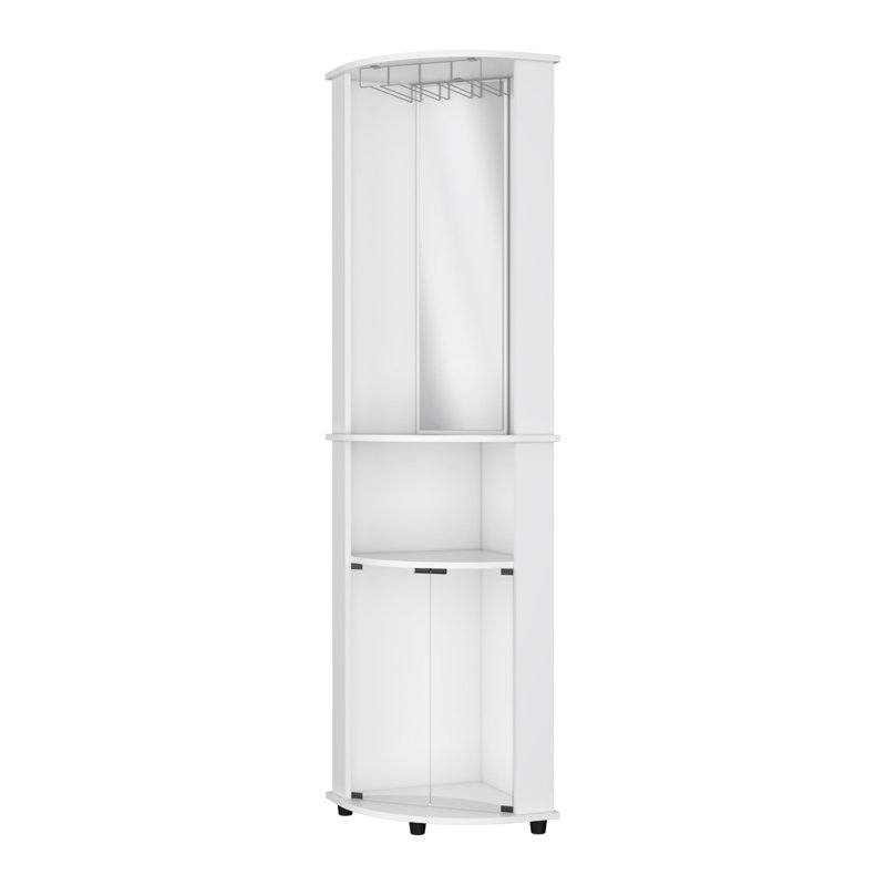 Armoire de bar d'angle à 3 niveaux avec support en verre