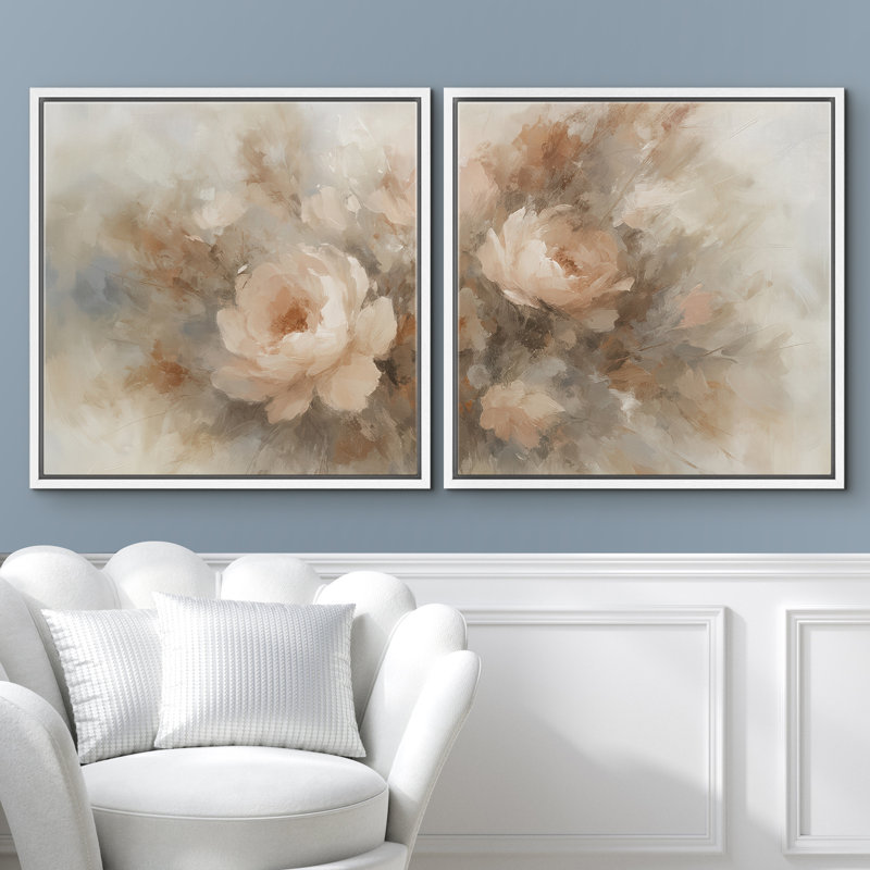 Impression sur toile encadrée romantique romantique, Cadre flottant blanc, H 24 po x l 24 po