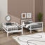 Lit superposé double sur lit double pour chambre à coucher, équipé d'un tiroir, d'un rangement et d'un garde-corps sur l'escalier-2142315217