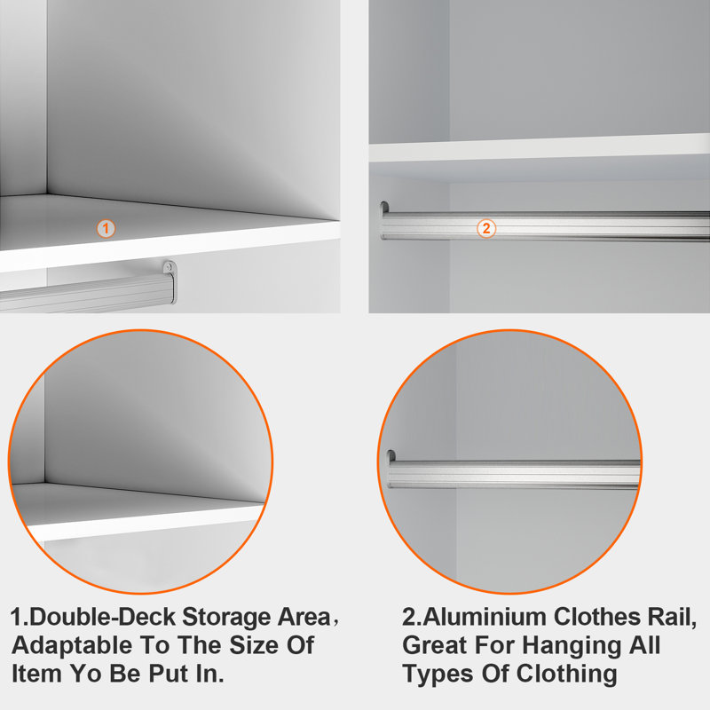 Shelissa 2 Door Manufactured Wood Wardrobe, White