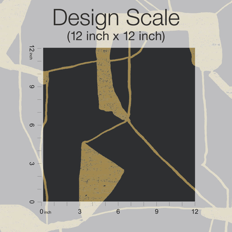 26.9' L x 27" W Wallpaper Roll, Black/Gold