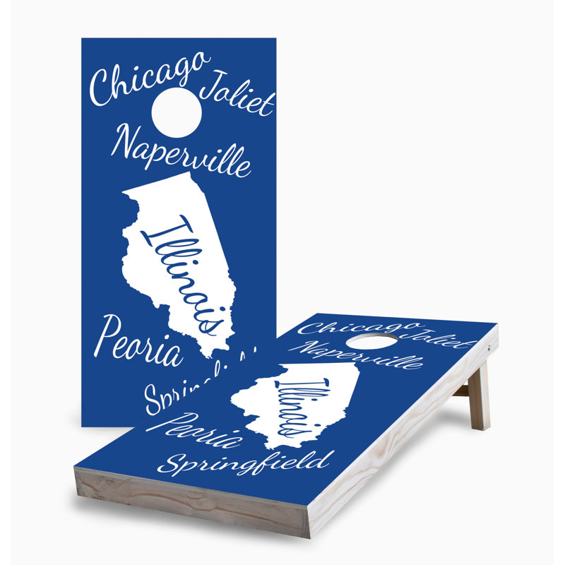 Ensemble de jeu de cornhole 2x4 Illinois State Pride | Comprend (2) planches (8) sacs et accessoires optionnels