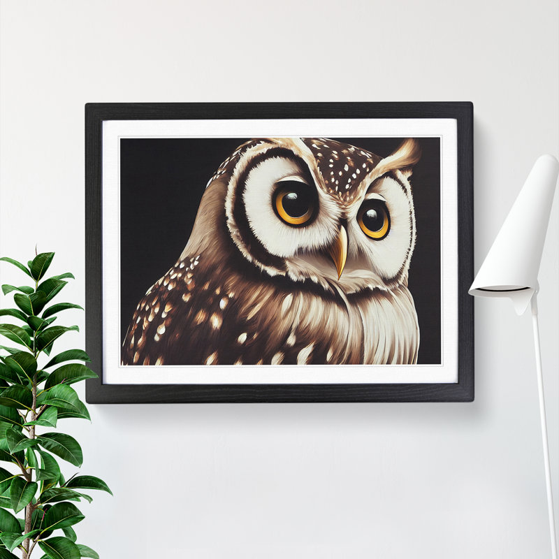 Face Of An Owl Vol.4 - Single Picture Frame Print, 34cm H x 46cm W x 2cm D, Black Framed