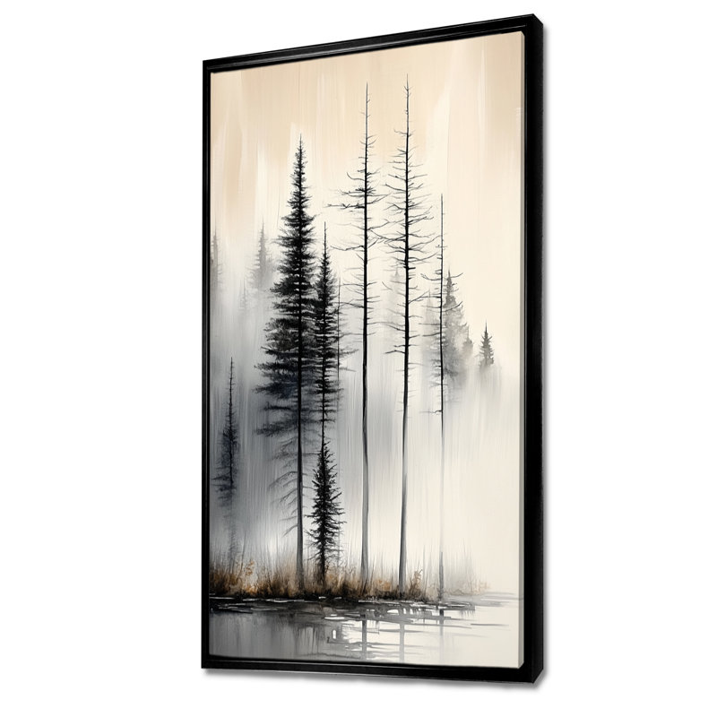 Beige gris Bodie I - impression sur toile de pin, art mural nature, H 32 po x l 24 po, Cadre flottant noir