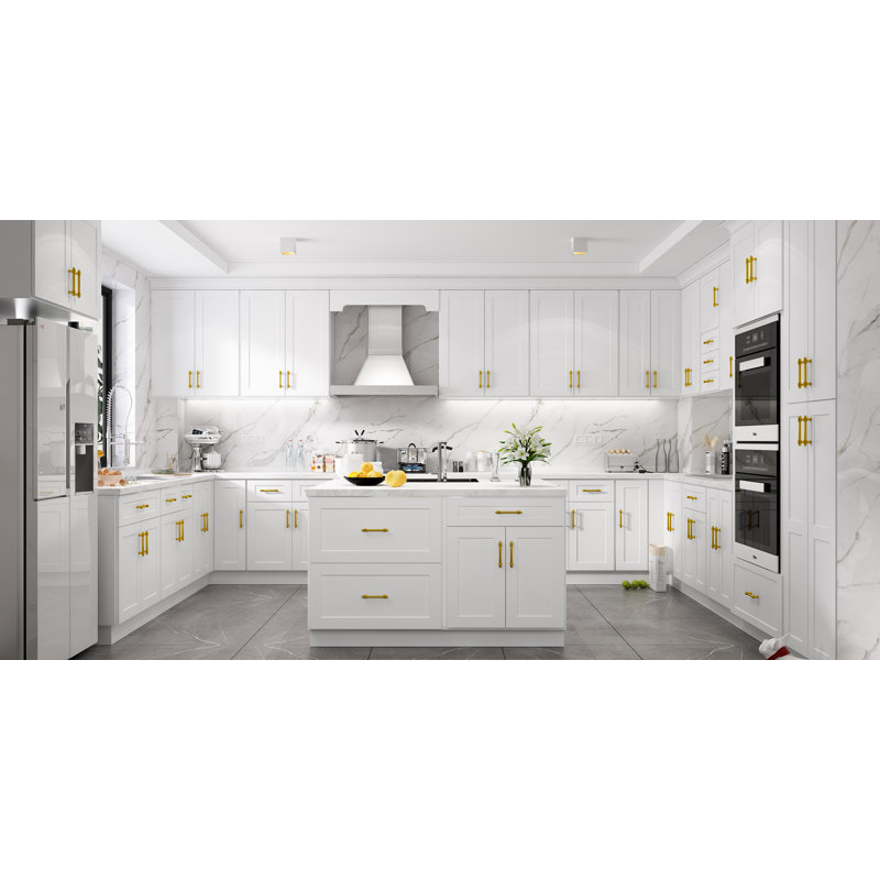 Cozy Design Drawers 34.5'' H Plywood Standard Base Cabinet Ready-to-Assemble, 34.5" H x 18" W, Shaker White