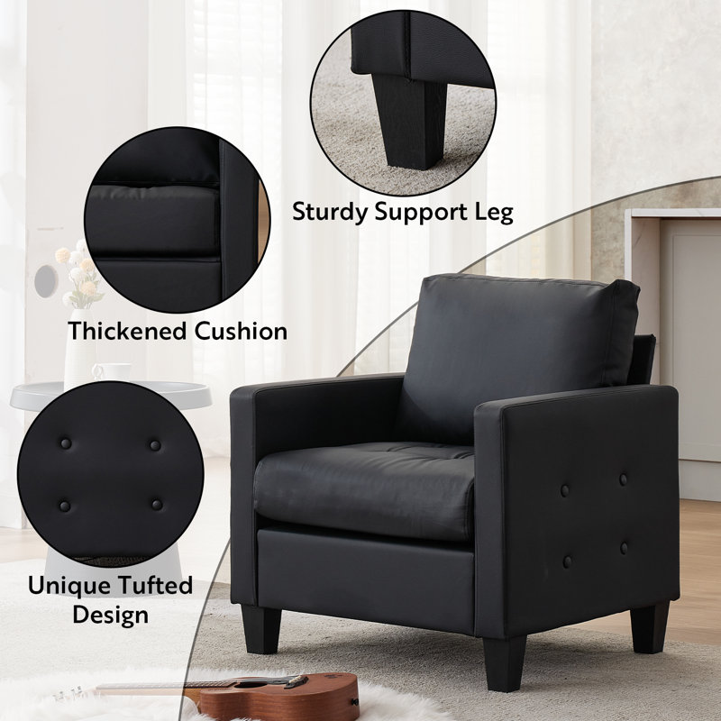 28.4" Faux Leather Upholstered Armchair